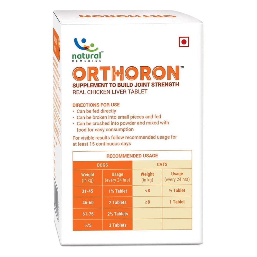 Natural Remedies Orthoron Joint Supplement Tablets for Dogs and Cats (Buy 1 Get 1) (Limited Shelf Life) Both-Health & Wellness Natural Remedies