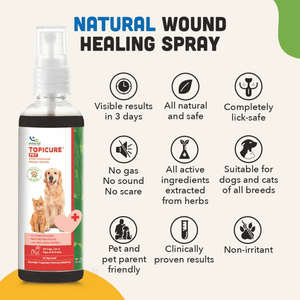 Natural Remedies Topicure Pet Wound Healing Spray for Dogs and Cats