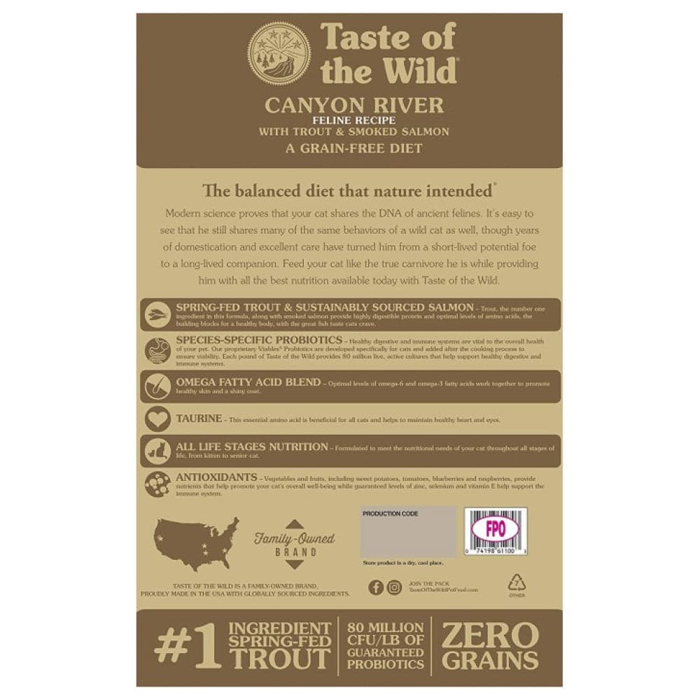Taste of the Wild Canyon River Feline Recipe with Trout & Smoked Salmon Cat Dry Food