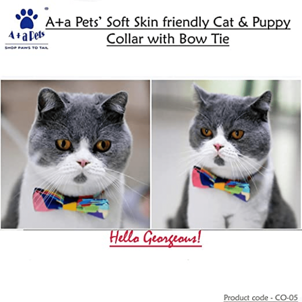 A Plus A Pets 2in1 Soft Skin Friendly Collar with Bow Tie for Dogs and Cats