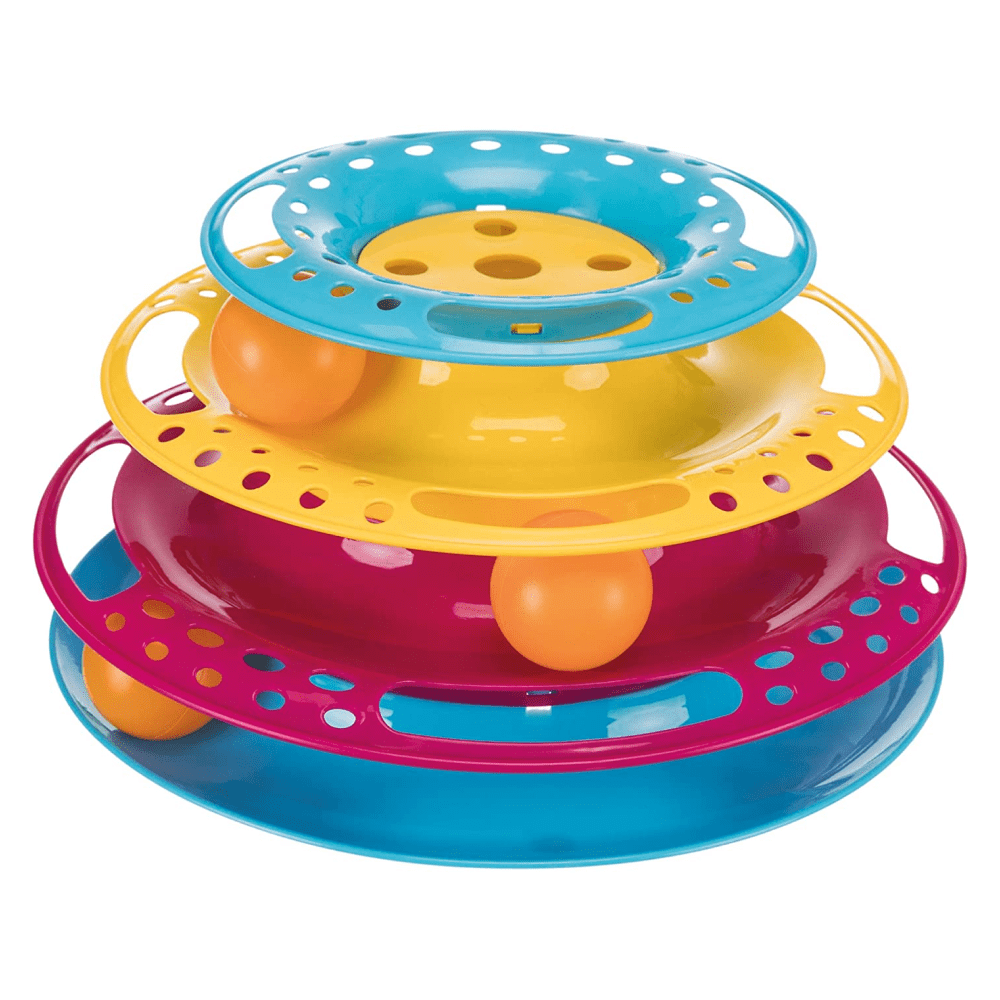 Trixie Circle Tower Catch the Balls Toy for Cats (Blue/Yellow/Pink)
