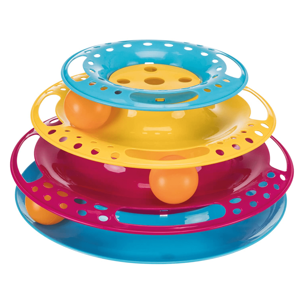 Trixie Circle Tower Catch the Balls Toy for Cats (Blue/Yellow/Pink) Cats-Toys Trixie 25x13cm