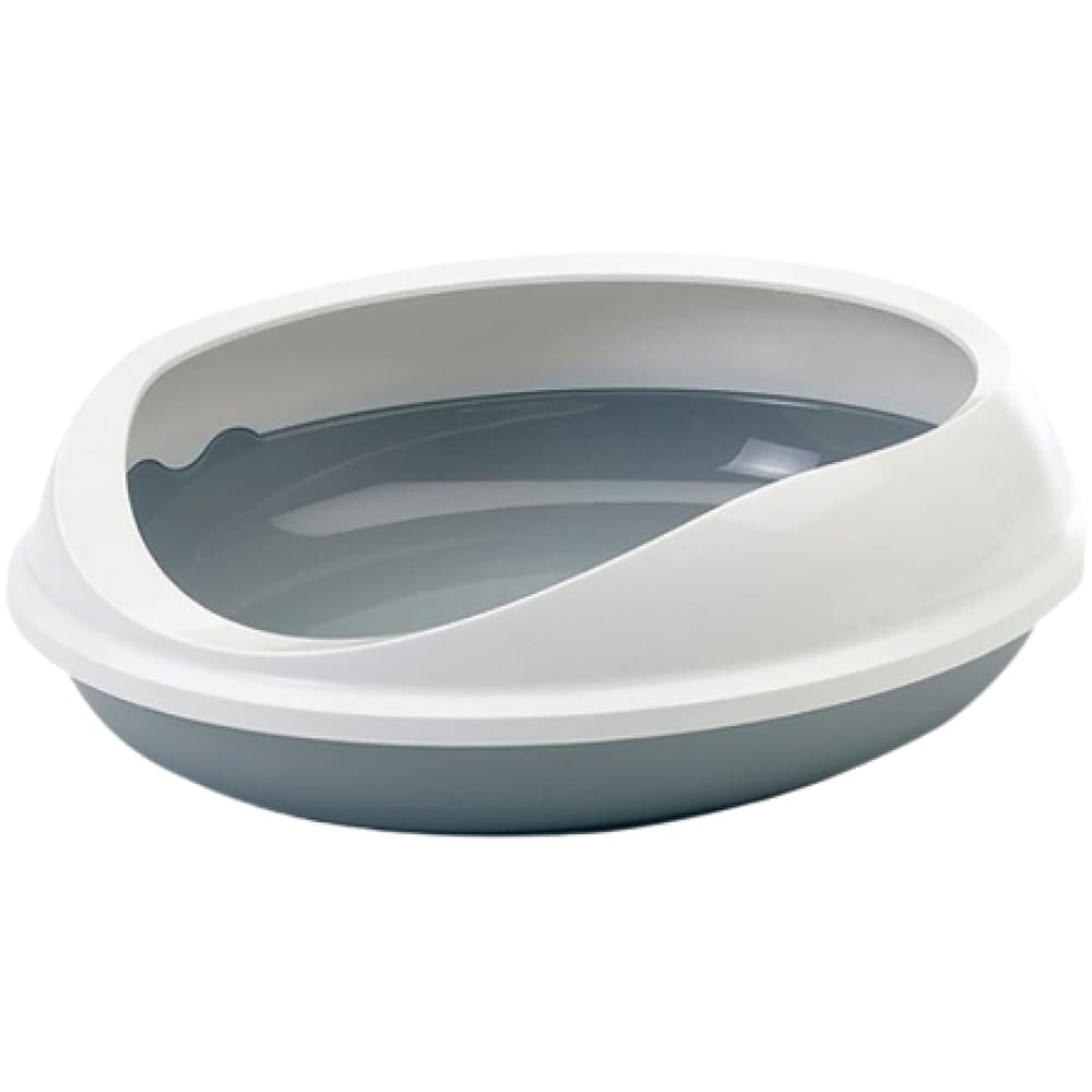 Savic Figaro Oval Litter Tray with Rim for Cats (Cold Grey) Litter Supplies Savic 21x19x6in