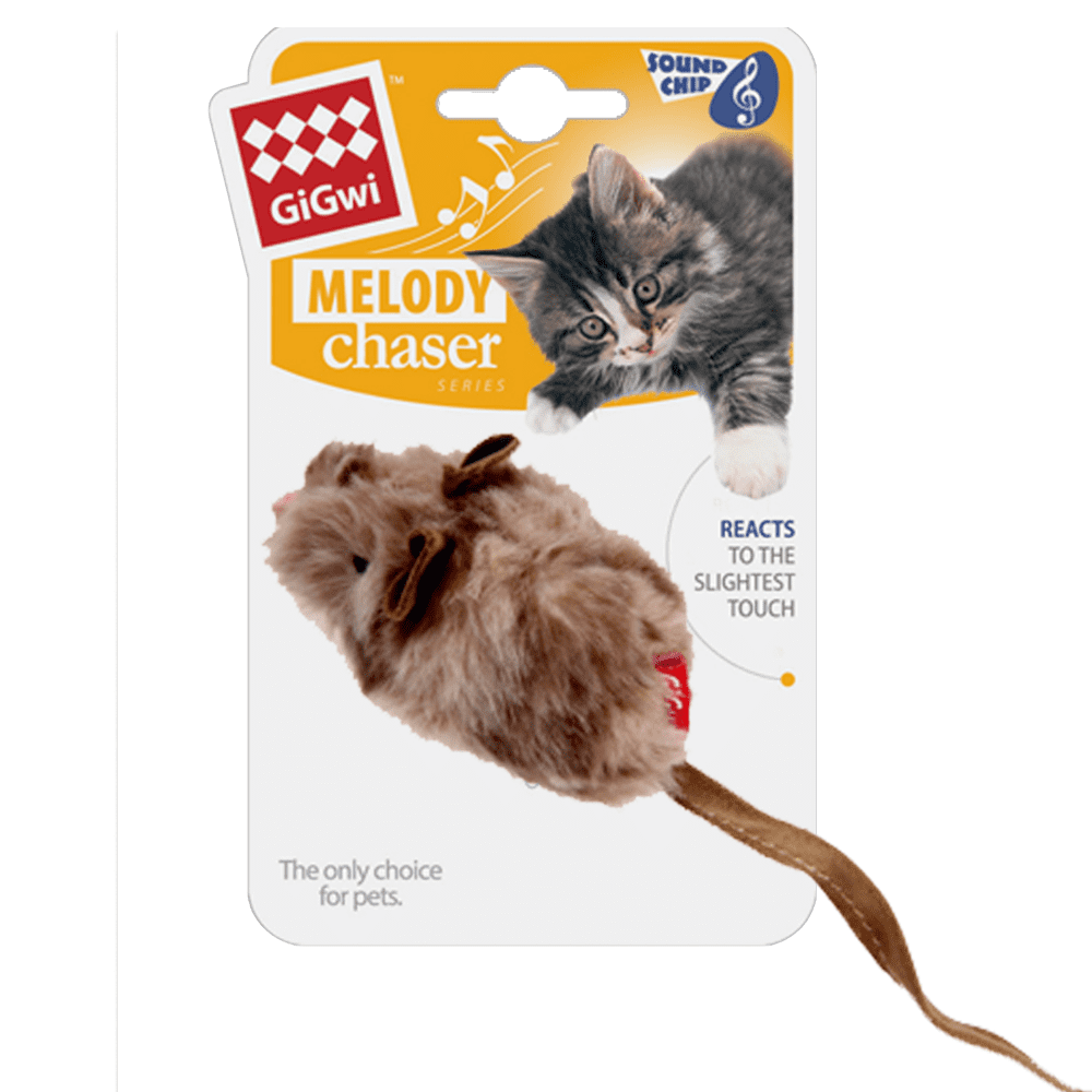 GiGwi Melody Chaser with Motion Activated Sound Chip Mouse Toy for Cats (Brown) Cats-Toys GiGwi 14cm