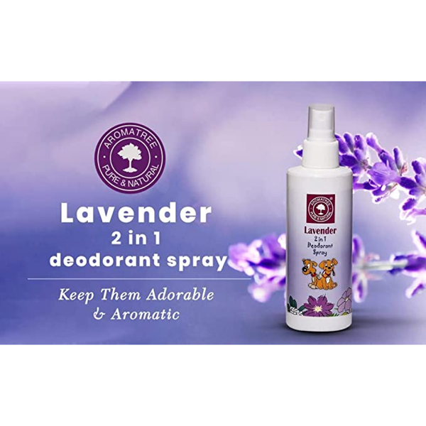 AromaTree Lavender Fragrance 2 in 1 Deodorant Spray for Dogs and Cats