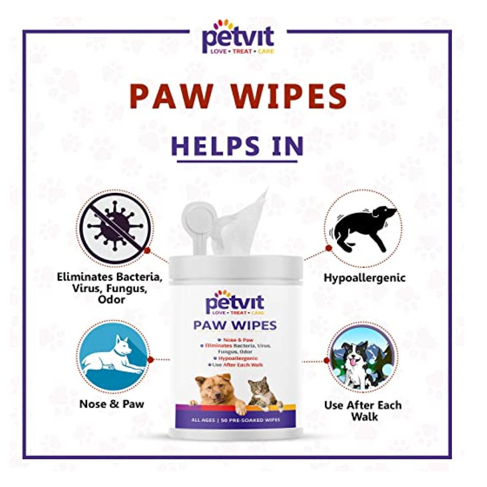 Petvit Paw & Nose Wipes for Dogs & Cats