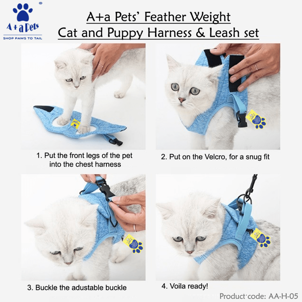 A Plus A Pets Feather Weight Harness & Leash Set for Dogs and Cats