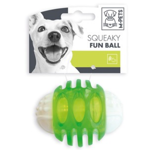 M Pets Squeaky Rugby Ball Toy for Dogs (Green)