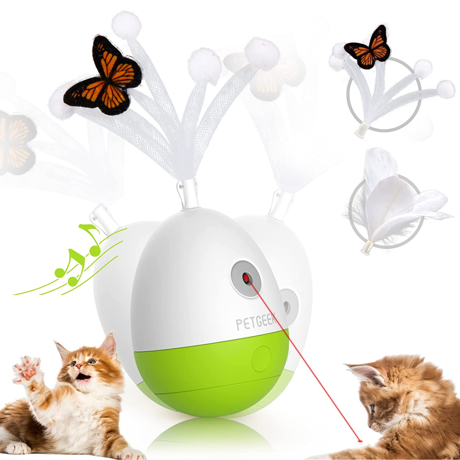 Pet Geek Egg Laser Tumbler Toy for Cats Cats-Toys Petgeek White/Green
