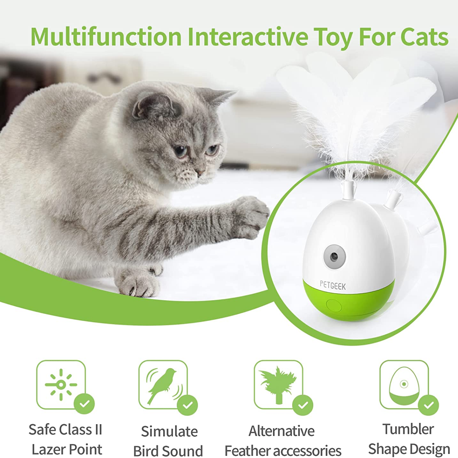 Pet Geek Egg Laser Tumbler Toy for Cats Cats-Toys Petgeek
