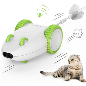 Pet Geek Furious Mouse Toy for Cats (White/Green)