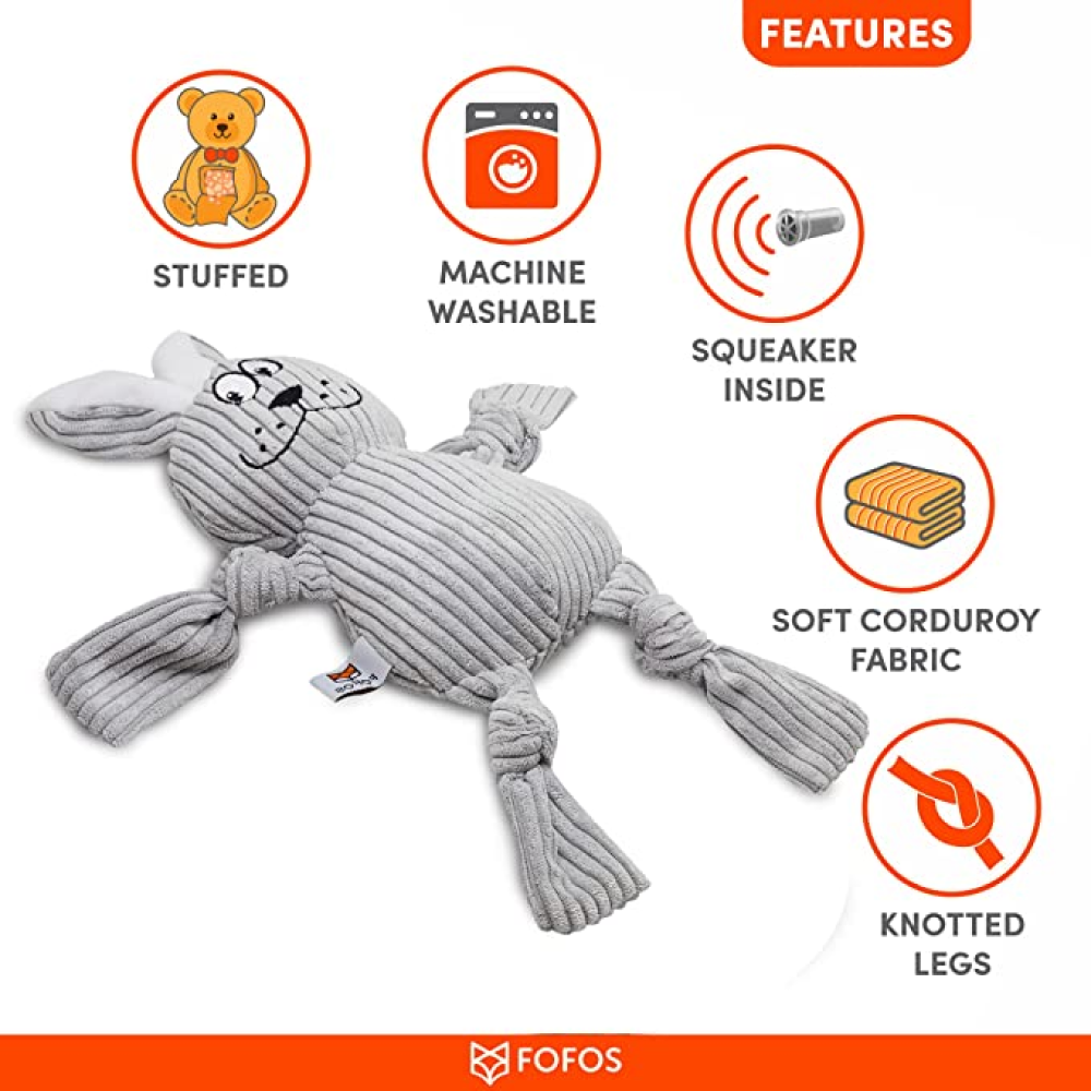 Fofos Fluffy Rabbit Toy for Dogs (Grey)