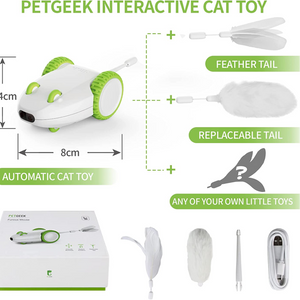 Pet Geek Furious Mouse Toy for Cats (White/Green)
