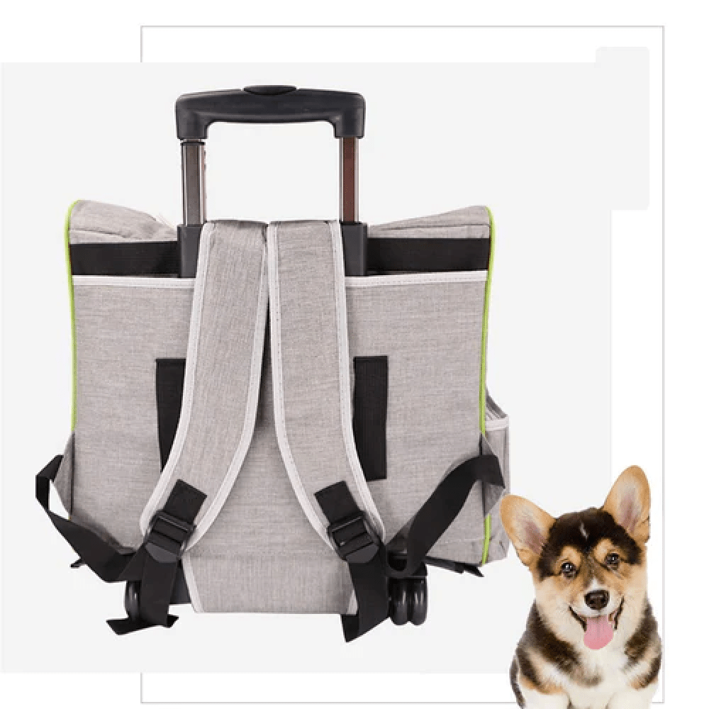 Emily Pets Rolling Carrier with Wheel for Dogs and Cats (Black)