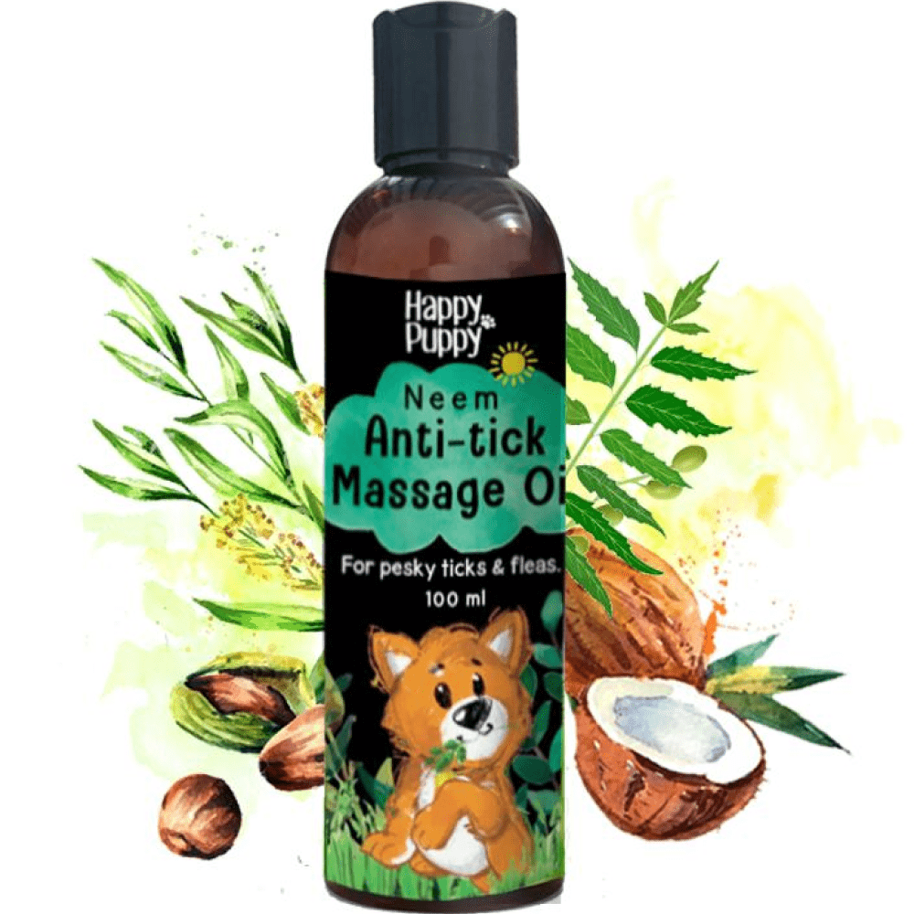 Happy Puppy Organic Anti Tick Spa Neem Massage Oil for Dogs and Cats