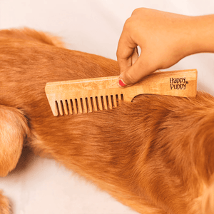 Happy Puppy Organic Neem Wood Detangling Comb for Dogs and Cats