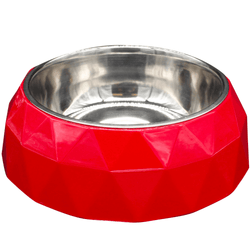 Peetara Diamond Designer Melamine Bowl for Dogs and Cats (Red)