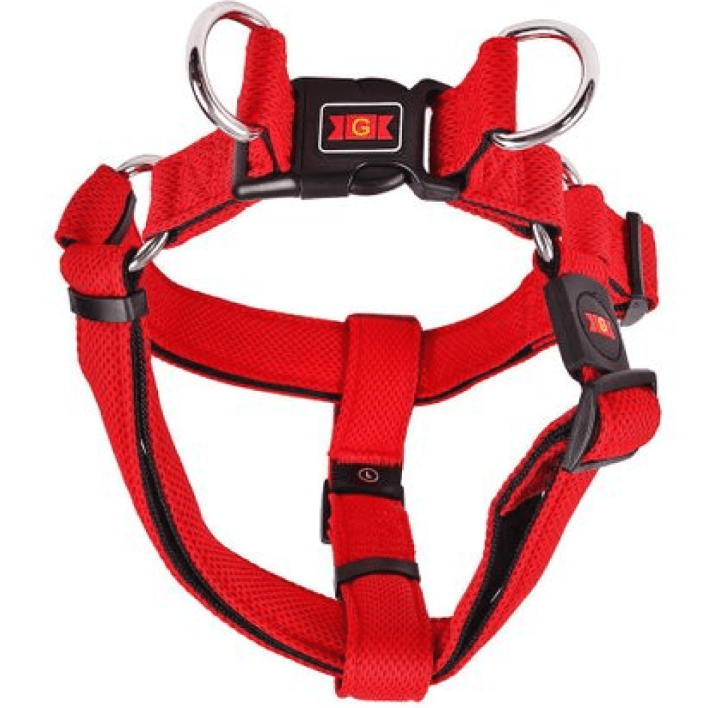 Glenand Nylon Mesh Adjustable Harness for Dogs (Red)