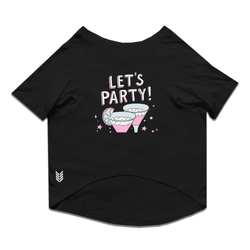 Ruse "Let's Party" Printed Half Sleeves T Shirt for Dogs (Black)