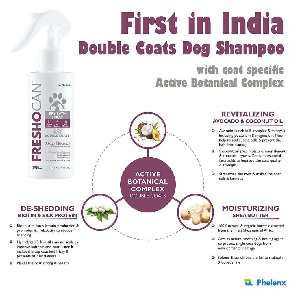 Phelenx Freshocan Double Coat Dry Bath Mousse for Dogs