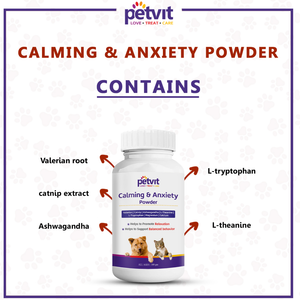 Petvit Calming & Anxiety Powder to Reduce Stress, Aggression & Anxiety for Dogs and Cats