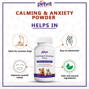 Petvit Calming & Anxiety Powder to Reduce Stress, Aggression & Anxiety for Dogs and Cats