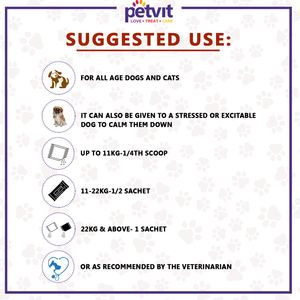 Petvit Calming & Anxiety Powder to Reduce Stress, Aggression & Anxiety for Dogs and Cats