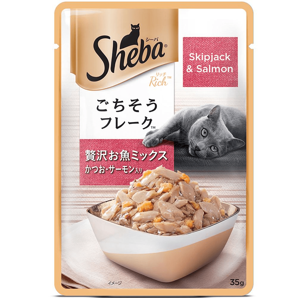 Sheba Fish with Sasami and Skipjack & Salmon Fish Mix Cat Wet Food Combo (12+12)