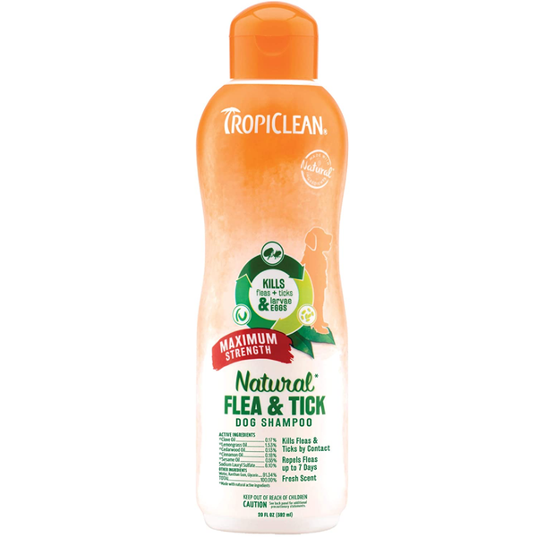 Tropiclean Maximum Strength Natural Flea & Tick Shampoo for Dogs