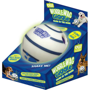 Wobble Wag Giggle Glow in The Dark Interactive Toy for Dogs | For Medium Chewers (White)