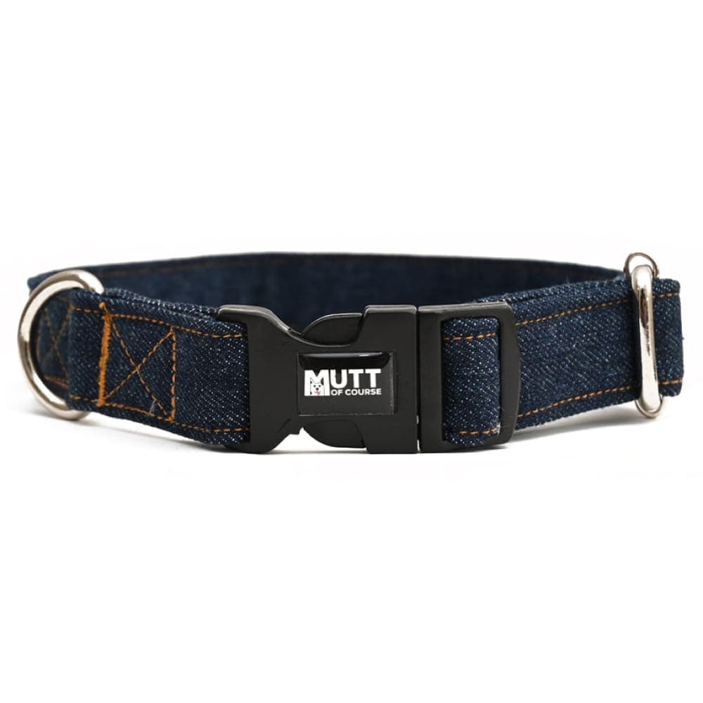 Mutt of Course Denim Collar for Dogs (Dark Blue)