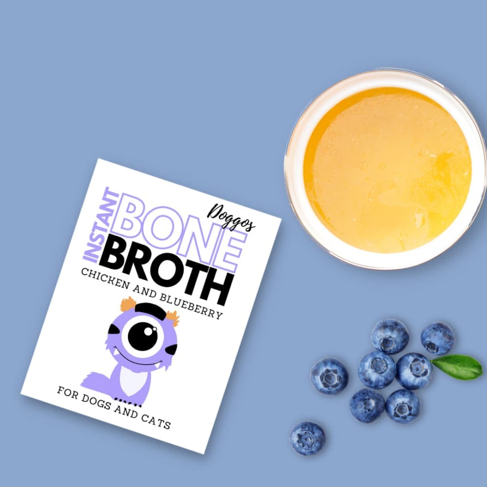 Doggos Instant Chicken Bone Broth with Blueberries for Cats and Dogs (Limited Shelf Life) Dog Treats + Others Doggos 3.5g/100mL Soup