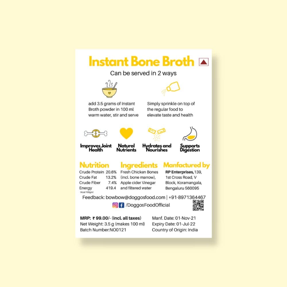 Doggos Instant Chicken Bone Broth for Dogs and Cats Dog Treats + Others Doggos