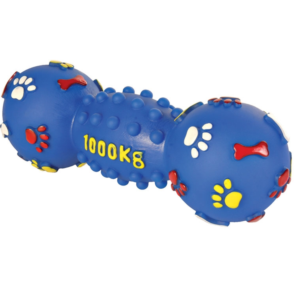 Trixie Smiley Dumbbell Shaped Vinyl Toy for Dogs (Blue)