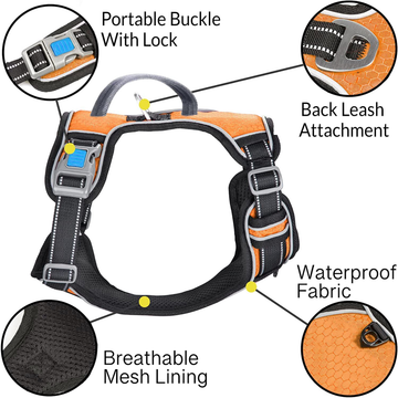 Pet Vogue No Pull Reflective Harness for Dogs (Black)