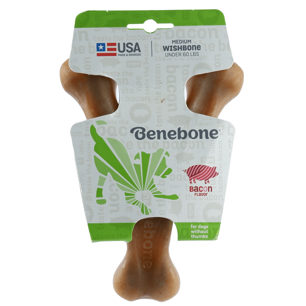 Benebone Bacon Flavored Wishbone Chew Toy for Dogs