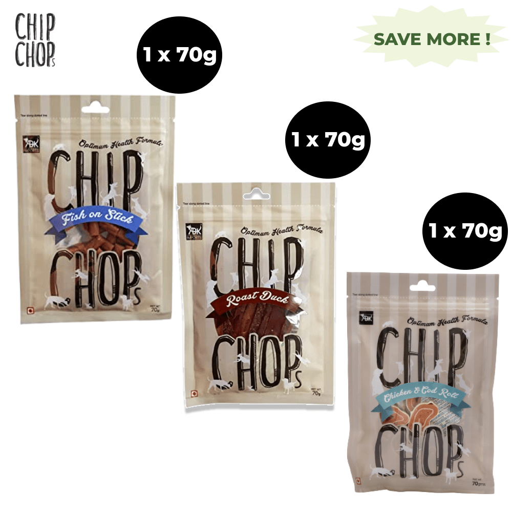 Chip Chops Fish on Stick, Roast Duck Strips and Chicken & Codfish Rolls Dog Treats Combo (3 x 70g)