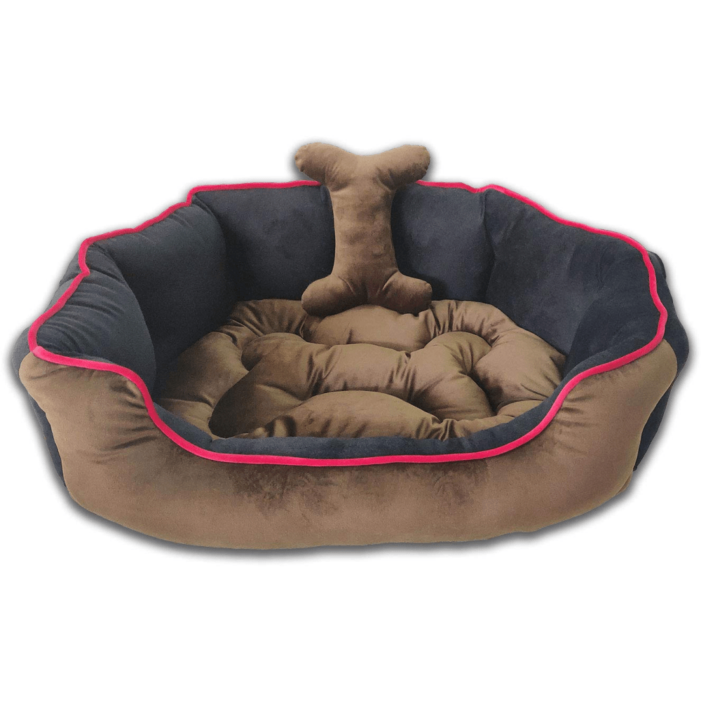 Hiputee Reversible Holland Velvet Bed for Dogs and Cats (Brown, Black)