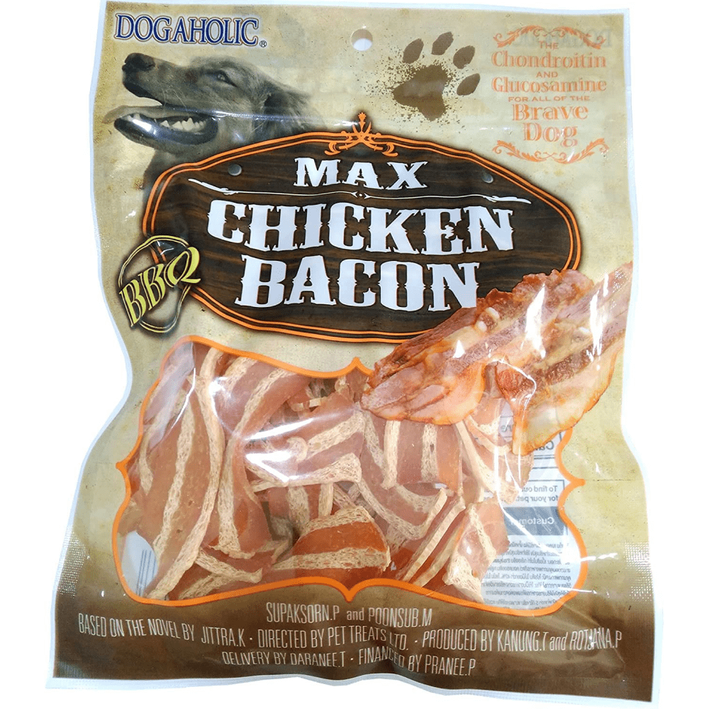 Dogaholic Max Barbeque Chicken Bacon and Noodles Smoked Chicken Bacon Strips Dog Treats Combo (5+5)