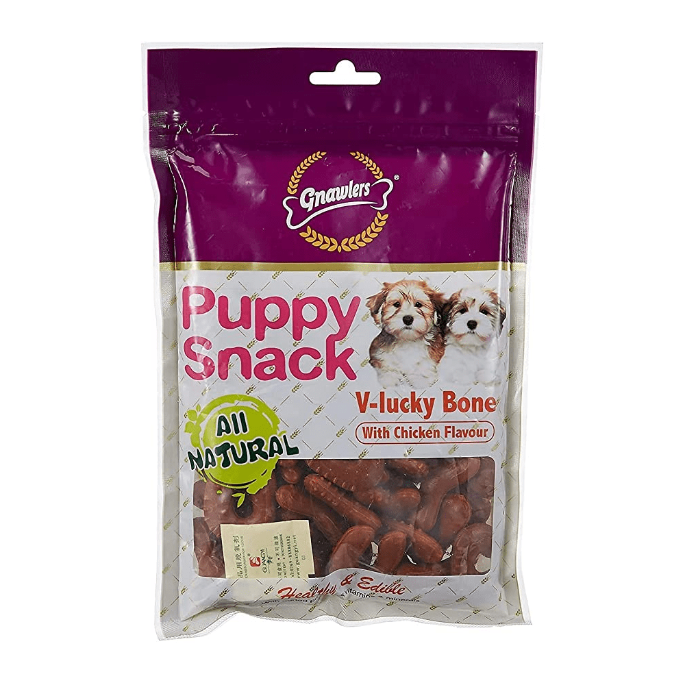 Gnawlers Puppy Snack V Lucky Bone Chicken Flavour Dog Treats