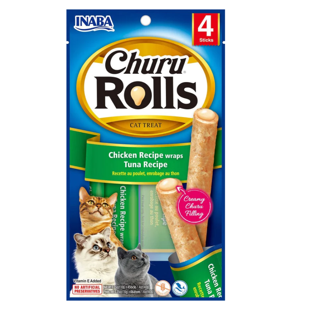INABA Churu Rolls Chicken Recipe Wraps Tuna Cat Treats Cats-Treats & Others INABA 40g