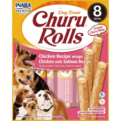 INABA Churu Roll Chicken Recipe Wraps Chicken with Salmon Recipe Dog Treats