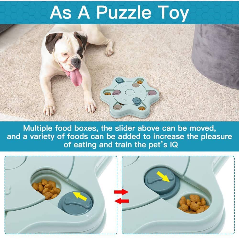 Pet Vogue Slow Feeder Puzzle Toy with Snack Dispenser for Dogs and Cats (Blue) Both-Bowls & Feeders Pet Vogue