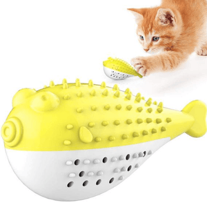 Emily Pets Puffer Fish Shaped with Catnip Toy for Cats (Yellow)