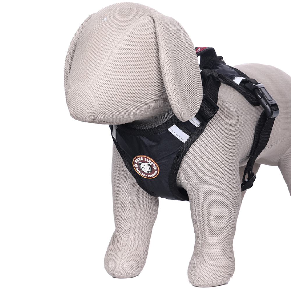 Pets Like Padded Double Side Harness for Dogs (Black)