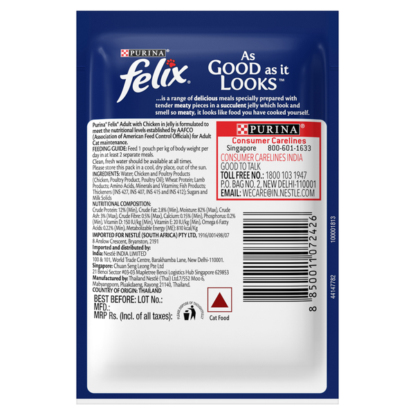 New And Improved Label Of Purina Purina Felix Chicken With Jelly