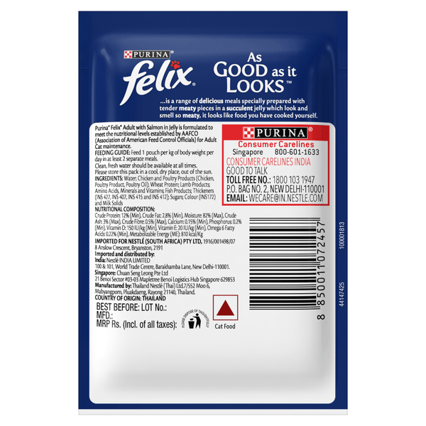 Me O Delite Tuna with Crab Sticks in Jelly and Purina Felix Salmon with Jelly Adult Cat Wet Food Combo (12+12)