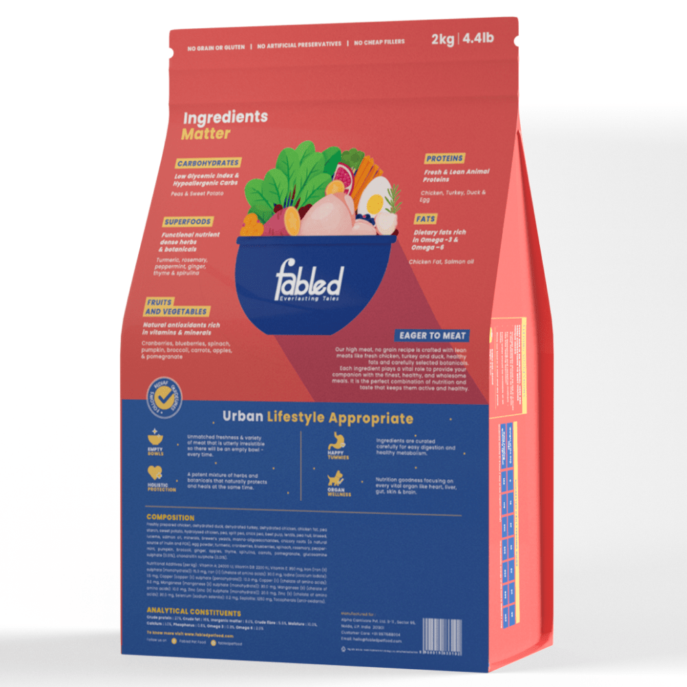 Fabled Eager to Meat Fresh Chicken Turkey and Duck Adult Dog Dry Food Dogs- Dry Food Fabled