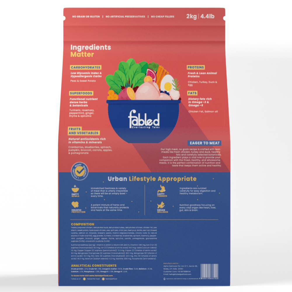 Fabled Eager to Meat Fresh Chicken Turkey and Duck Adult Dog Dry Food (Limited Shelf Life) Dogs- Dry Food Fabled