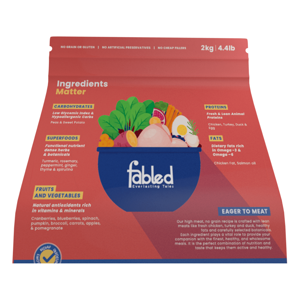 Fabled Eager to Meat Fresh Chicken Turkey and Duck Adult Dog Dry Food (Limited Shelf Life) Dogs- Dry Food Fabled